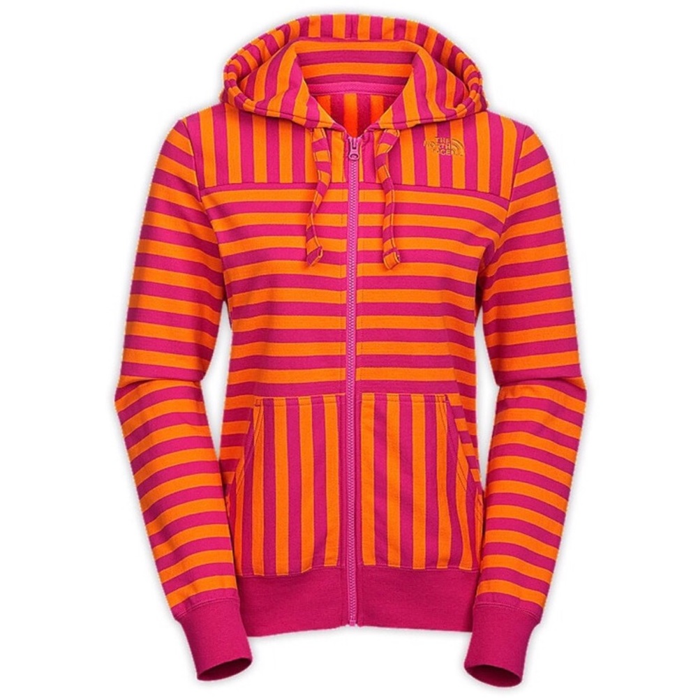 THE NORTH FACE Orange Pink Striped Hoodie -Medium